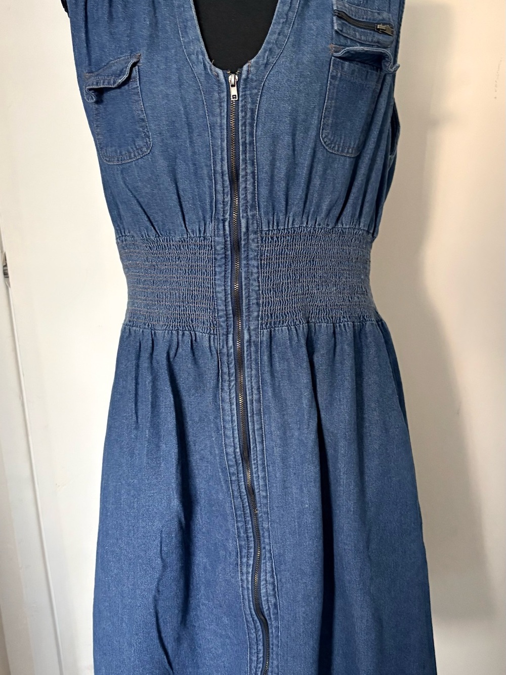 J Gee Womens Plus 1X‎ Sleeveless Denim Zip Front Tunic Summer / Spring Dress